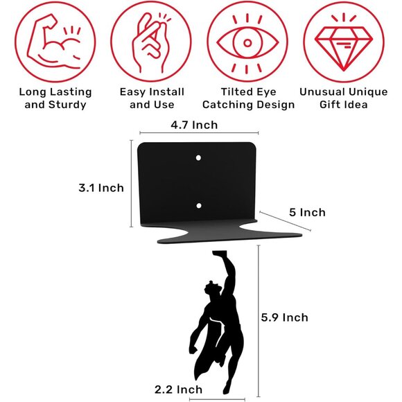 Floating Bookshelf for Kids, Invisible Metal Book Shelf, Wall Decore Bookshelf f - Picture 3 of 9